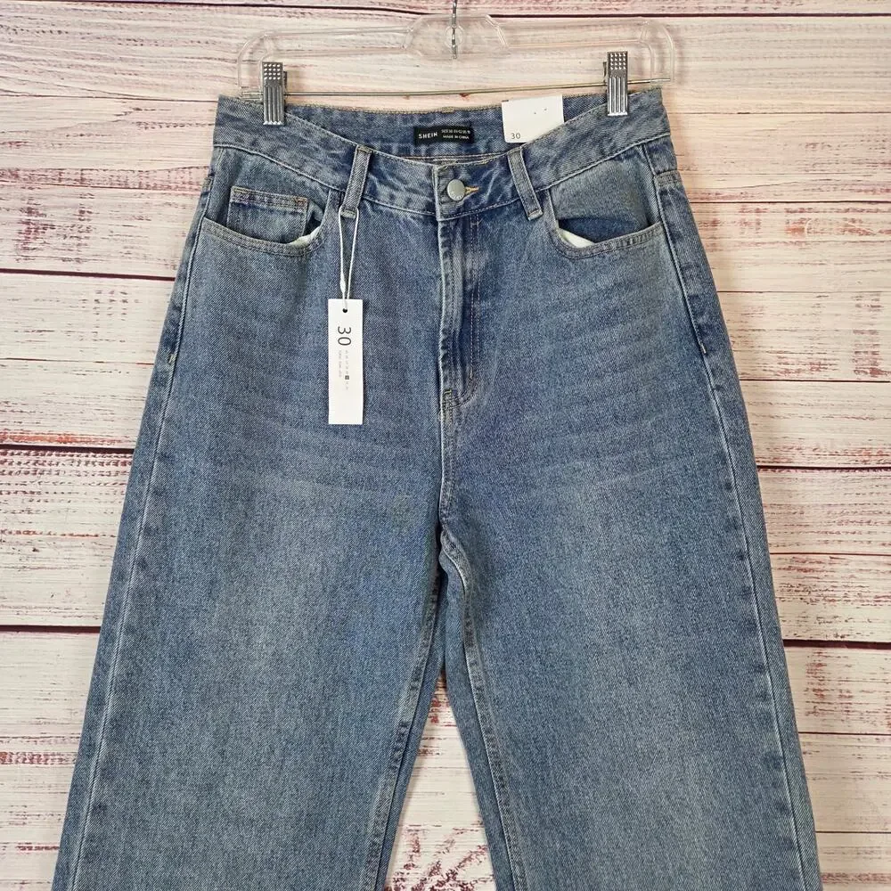 Womens High Rise Straight Leg Side Slit Jeans Sz 10 Edgy Trendy Modern City NWT